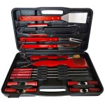 Set dustensiles barbecue - 18 pi�ces - acier inoxydable - mallette daccessoires - lavable