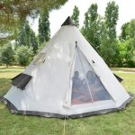 Tente de camping tipi goathi 365 protect - 6 personnes - tipi indien - hauteur 250m - diamtre 3m65 - ...