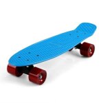Skateboard 22 bleu - rouge mini planche � roulettes max. 100 kg roues abec 7 style r�tro vintage plateau ...