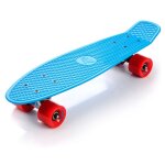 Skateboard enfant meteor - panneau r�tro - antid�rapant - bleu / rouge
