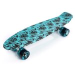 Skateboard enfant multikolor - panneau r�tro - antid�rapant - bleu / noir
