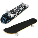 Skateboard - skateboard en �rable - noir et bleu - 4 roues - 250 kg