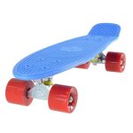 Skateboard r�tro cruiser avec planche antid�rapante bleue de 56 cm - roues rouges de 59 mm polyur�thane ...