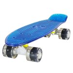 Skateboard rtro cruiser avec planche bleue transparente de 56 cm - roulements abec - 7 - roues noires ...