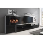 Skraut home - meuble de salon avec cheminée électrique à 5 niveaux de flamme finition blanc mat / noir ... Skraut home - meuble de salon avec cheminée électrique à 5 niveaux de flamme finition blanc mat / noir ...