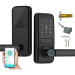 Smart lock serrure de porte dentr�e sans cl� avec poign�e noire mate sleek mat empreinte digitale et ...