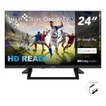 Smart tech tv led hd 24 (60 cm) smart tv google 24hg01vc chargeur de v�hicule 12v fourni hdmi usb r�solution: ...