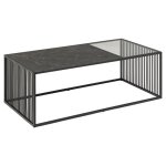 Table basse - smuk - 120 cm - violet marbre noir - design contemporain - montage facile