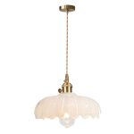 Snogold suspension moderne abat - jour en verre blanc �25cm forme de fleur e27 luminaire avec interrupteur ...