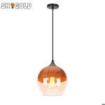 Snogold suspension r�tro industriel vintage lustre abat - jour en verre et imitation bois e27 luminaire ...