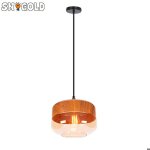 Snogold suspension r�tro industriel vintage lustre abat - jour en verre et imitation bois e27 luminaire ...