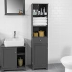 Meuble colonne de salle de bain sobuy bzr17 - dg armoire haute meuble rangement - l40cm x p35cm x h161cm ...