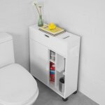 Sobuy meuble de rangement salle de bain ? armoire colonne slim 17?cm, portes coulissantes, porte?papier ...