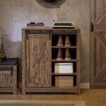 Sobuy fsb59 - n meuble colonne meuble bas placard de rangement commode avec porte de grange coulissante ...