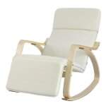 Sobuy fst16 - w fauteuil  bascule avec repose - pied rglable design rocking chair fauteuil relax bouleau ...