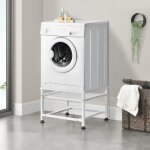 Socle avec tagre extensible pour machine  laver 63 x 54 x 41 cm blanc [en. casa]