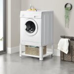 Socle avec tagre pour machine  laver 63 x 54 x 31 cm blanc [en. casa]