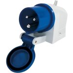 Socle m�le p17 2 phases + terre avec couvercle et trou de fixation