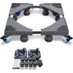 Socle rglable pour machine  laver aufun avec 4 roues et 8 pieds - gris