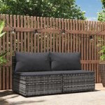 Sofa de jardin / salon bas de jardin gris magnifique canap�s centraux de jardin et coussins 2pcs gris ...