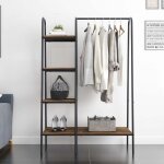 Sogeshome meuble d?entrevestiaire tagre avec 5 tagres de rangement et barre de suspension - vintage&noir ...