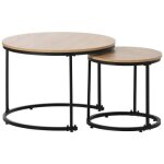 Sogeshome table basse ronde ensemble de table basse 2 pi�ces salon (ch�ne)