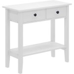Sogeshome table consoleavec 2 tiroirs et �tag�re de rangementpour entr�esalon80x34x71. 5 cmblanc