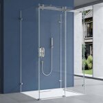 Sogood cabine de douche rectangulaire pour un seul mur 80x100 paroi de douche verre transparent de 8mm ...