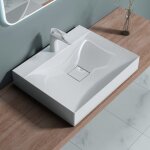 Doporro vasque  poser 60cm avec bonde lavabo suspendu blanc colossum810 fonte minrale solid surface ...