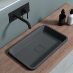 Doporro vasque  encastrer lavabo gris noir anthracite mat 53 x 33 x 105cm lave mains rectangulaire avec ...