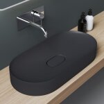 Sogood vasque à poser ovale gris noir lavabo de salle de bains évier 71x355x10cm lave mains avec cache ... Sogood vasque à poser ovale gris noir lavabo de salle de bains évier 71x355x10cm lave mains avec cache ...