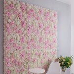 Soie hydrangea artificielle rose fleur mur de mariage fond rose et blanc