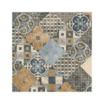 Sol pvc - carreaux art d�co - marron et bleu gris - rouleau de 2m x 3m