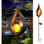 Solaire lampadaire extrieur - led rtro fer bronze soleil angle mars lampes solaires flamme lumire ...