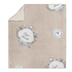 Couverture polaire microfibre imprime 220x240 cm esprit de famille taupe par soleil docre