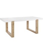 Solid - table de salle � manger 200 cm aspect ch�ne blanc laqu�