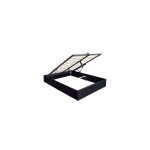 Lit coffre - manon - noir - 140x190 cm - 12 lattes - pvc simili facile dentretien