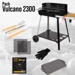 Somagic barbecue charbon vulcano 2300 sur chariot ? fonte soufflerie int�gr�e tablette lat�rale
