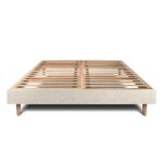 Sommier kit tissu beige clair 200x200 h29cm sommeil de plomb - sommier en bois massif avec pieds bois ...