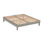 Sommier � lattes en bois lino 160x200 cm coloris beige livr� en kit