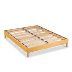 Sommier � lattes en bois lumi�re 140x190 cm coloris jaune livr� en kit