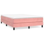 Sommier � lattes - ashata - rose - 140x190 cm - velours - 2 places - montage facile