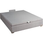 Sommier lit coffre epeda kalypso cendr 140x190 - a lattes - avec rangement - pieds inclus