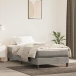 Sommier � ressorts - akozon - 90x190 cm - velours gris clair - 1 place - pieds inclus