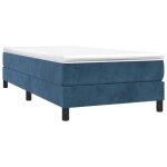 Sommier � ressorts - cuque - 80x200 cm - velours bleu fonc� - pieds inclus - montage facile