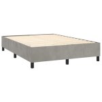 Sommier � ressorts - estink - 140x190 cm - velours gris clair - 2 places - pieds inclus