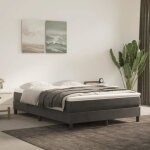 Sommier  ressorts - estink - 140x200 cm - velours gris fonc - 2 places - pieds inclus