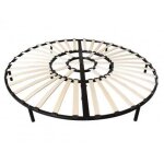 Sommier rond � lattes - dreamea play - 220x220cm - 53 lattes en bois multiplis - noir