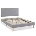Sommier tapissier aura + tte de lit 160x200 cm, gris clair, hauteur 30 cm