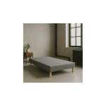 Sommier tapissier gris 130x190 cm fabrication francaise artisanale pieds offerts hauteur avec pieds 27 ...